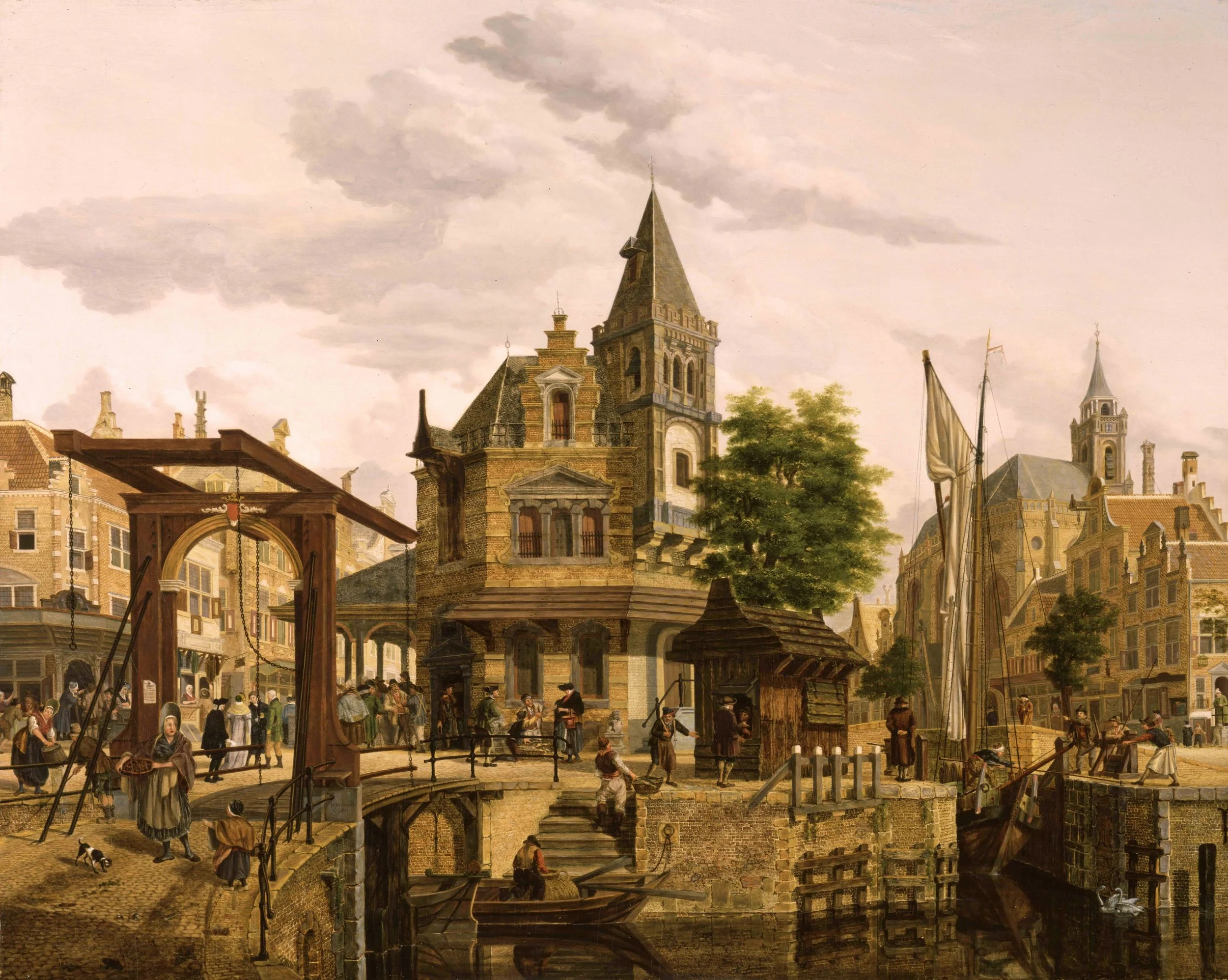 Verheyen, Jan Hendrik, A Dutch Street Scene along a Canal